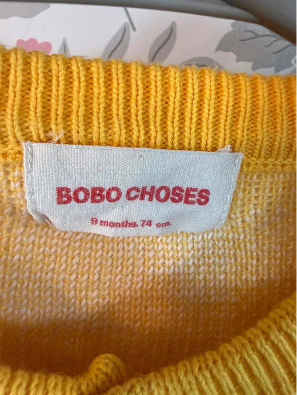 Bobo Choses Baby Yellow Check Knit Cardigan 9M 74cm Made in Spain